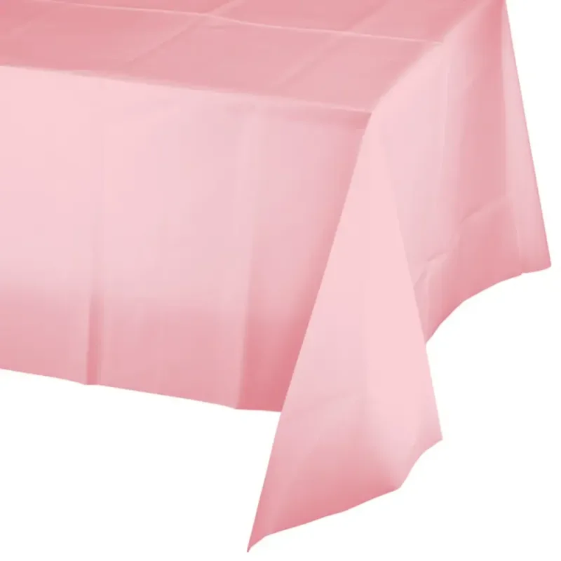 Classic Pink Plastic Table Cover 54x108"