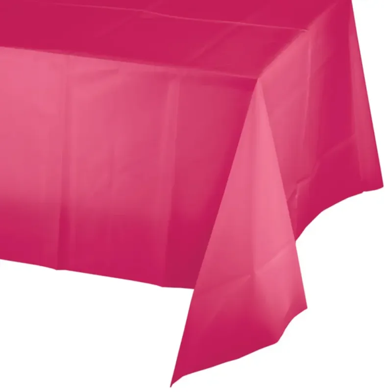 Magenta Hot Pink Plastic Table Cover 54x108"
