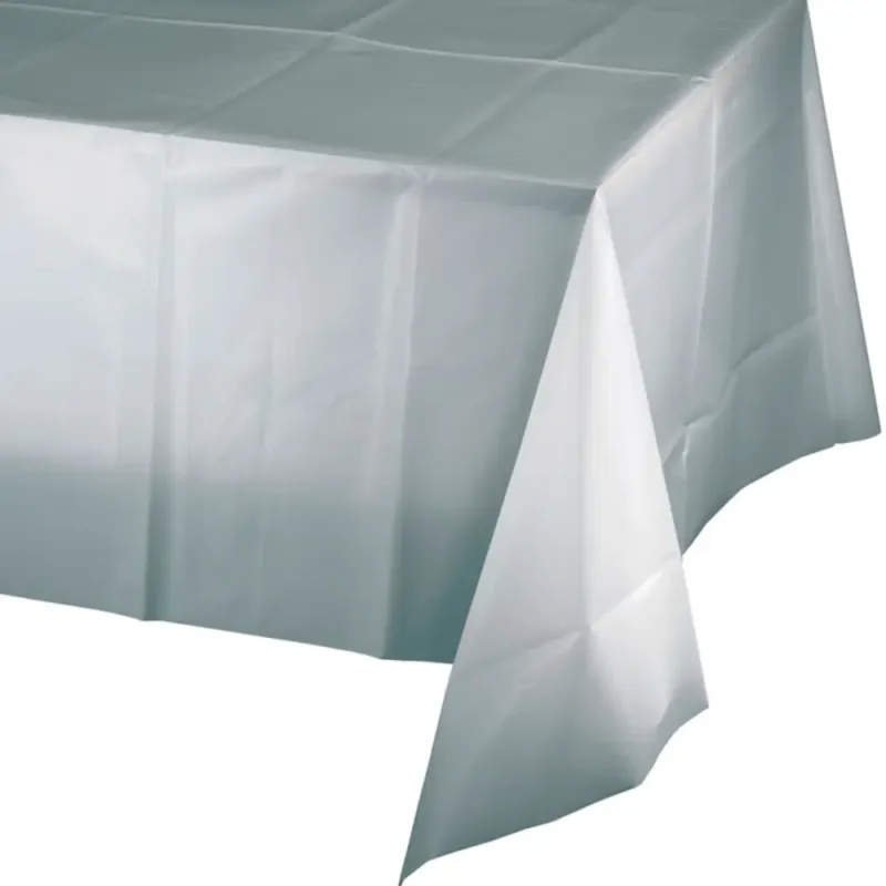 Silver Plastic Table Cover 54x108"