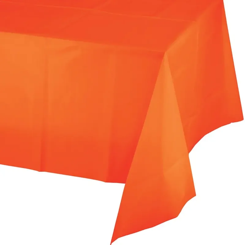 Sun Kissed Orange Plastic Table Cover 54x108"