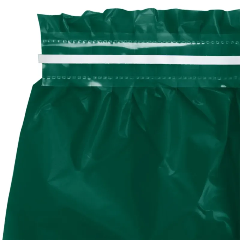 Hunter Green Plastic Table Skirt 29"x14' W/ Adhesive Stirp - Image 2