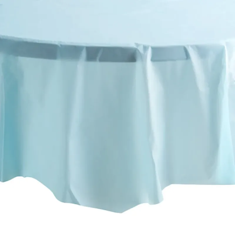 82" Pastel Blue Round Plastic Table Cover