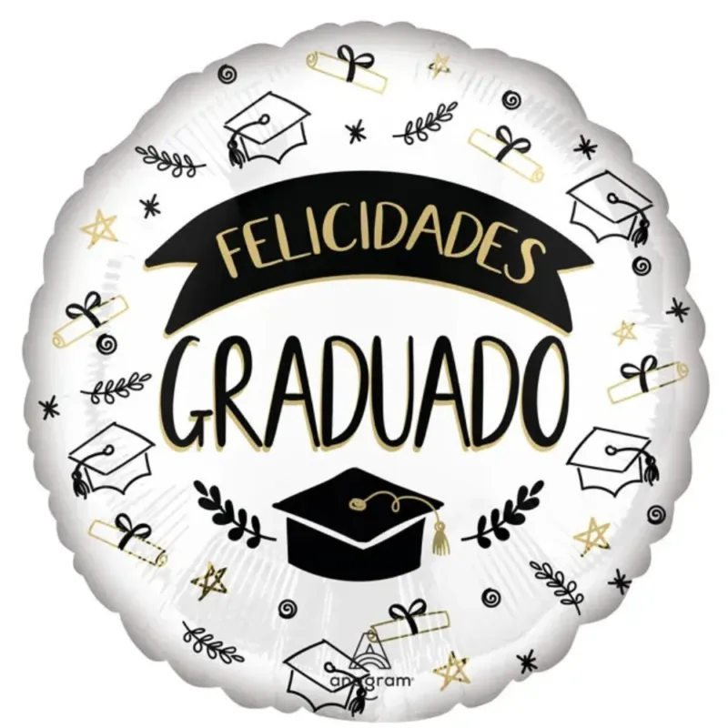 18" Sketched "Felicidades Graduado" Foil Balloon
