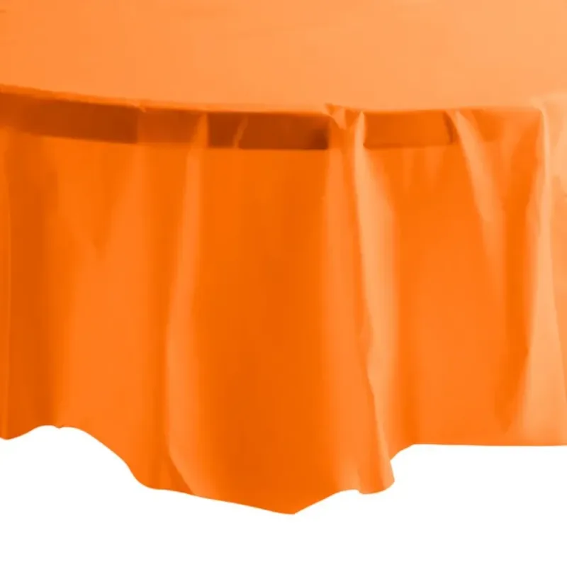 82" Sunkissed Orange Round Plastic Table Cover