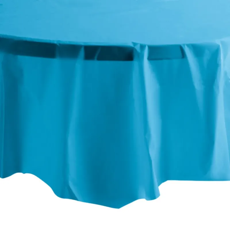 82" Turquoise Blue Round Plastic Table Cover
