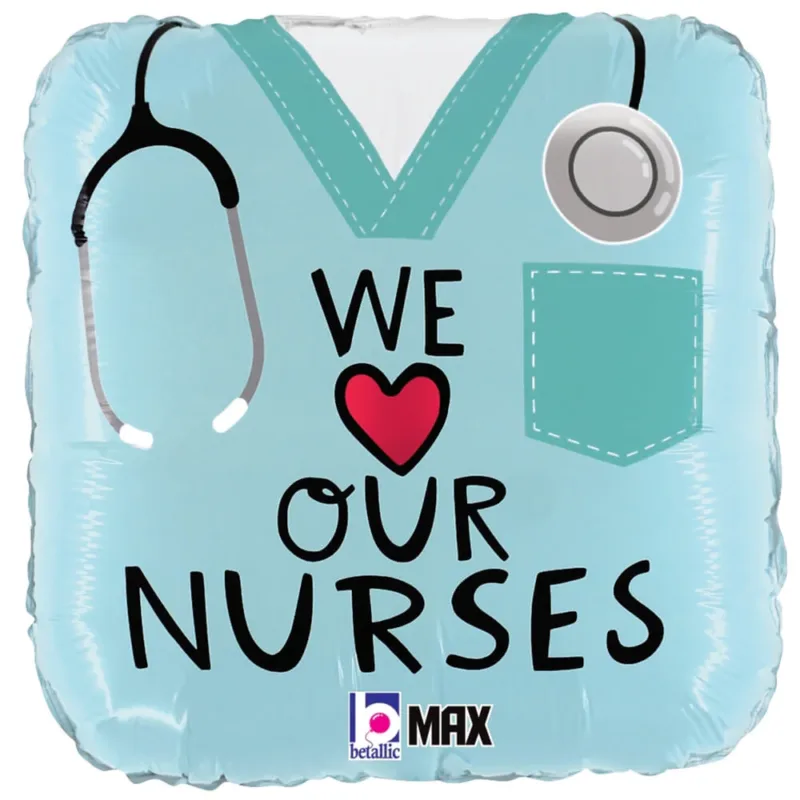 18" "We Heart Our Nurses" Foil Balloon