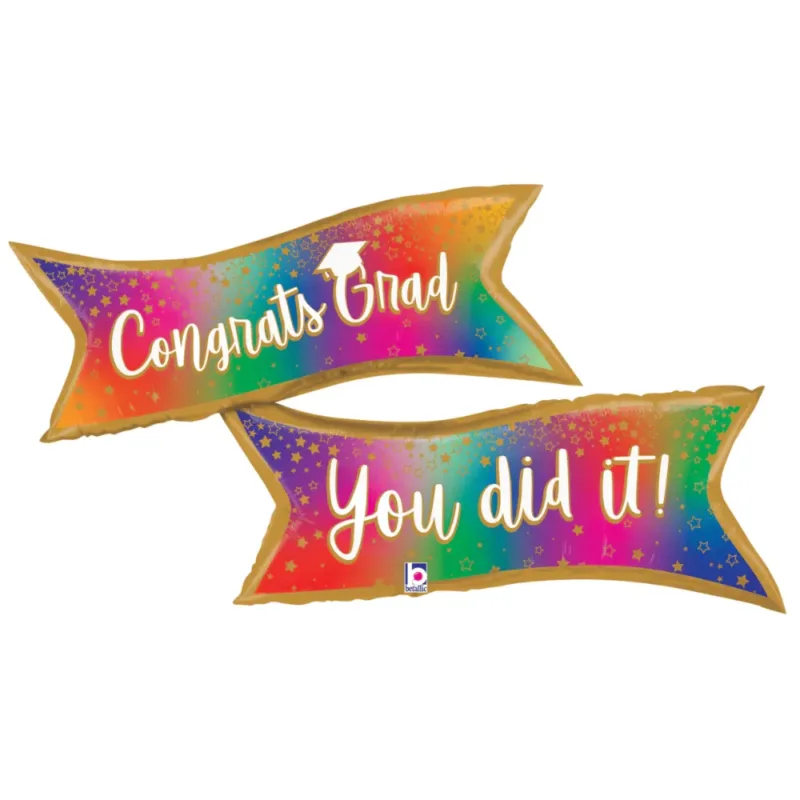 49" Colorful "Congrats Grad - You Did It" Foil Balloon