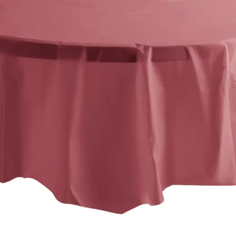 82" Burgundy Red Round Plastic Table Cover