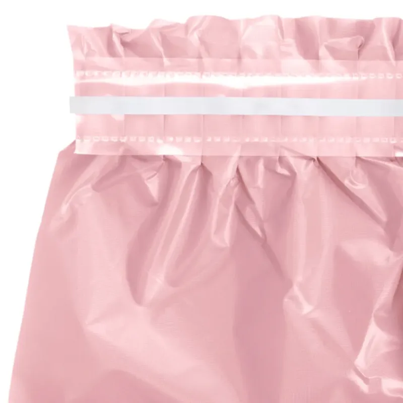 Classic Pink Plastic Table Skirt 29"x14' W/ Adhesive Stirp - Image 2