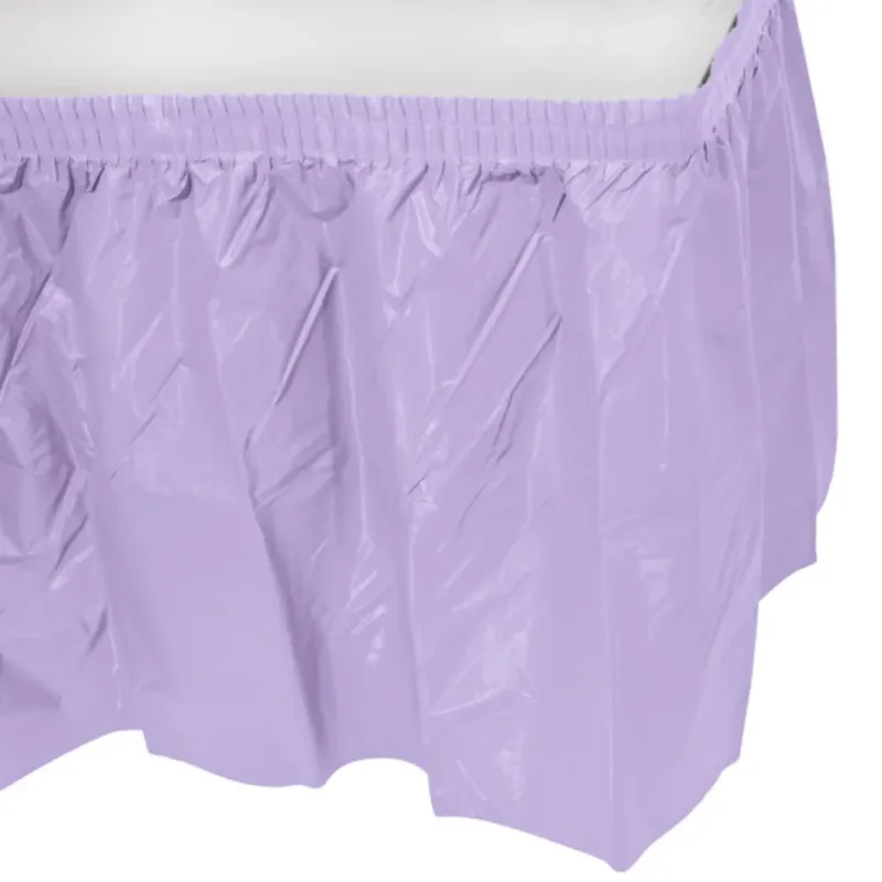 Lucious Lavender Purple Plastic Table Skirt 29"x14' W/ Adhesive Stirp