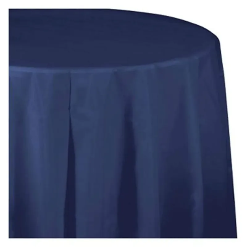 82" Navy Plastic Round Table Cover
