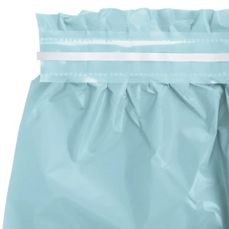 Pastel Blue Plastic Table Skirt 29"x14' W/ Adhesive Stirp - Image 2