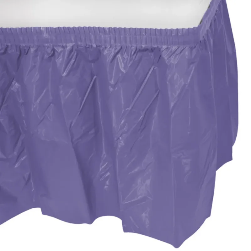 Purple Plastic Table Skirt 29"x14' W/ Adhesive Stirp