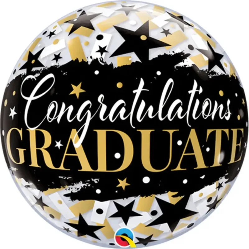 22" "Congratulations Graduate" B/W/G Bubble Balloon