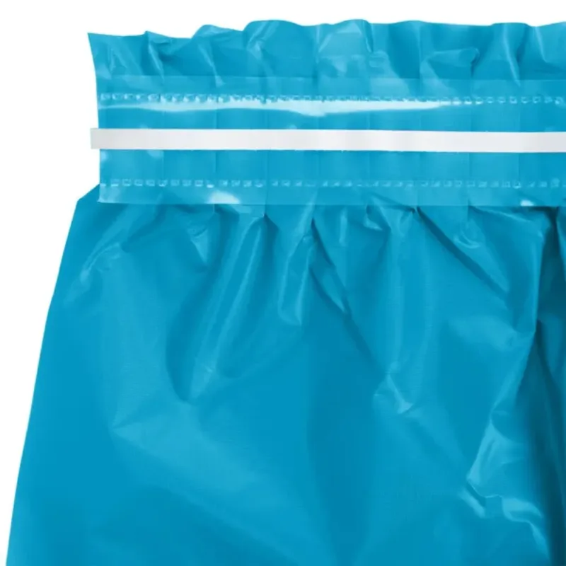 Turquoise Blue Plastic Table Skirt 29"x14' W/ Adhesive Stirp - Image 2