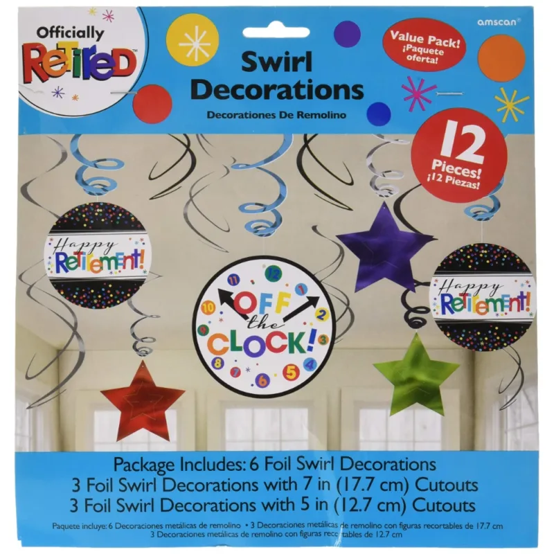 Happy Retirement/Off The Clock Hanging Decor Swirls 12ct - Image 2