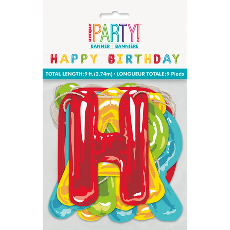 Balloon Happy Birthday Banner 9'