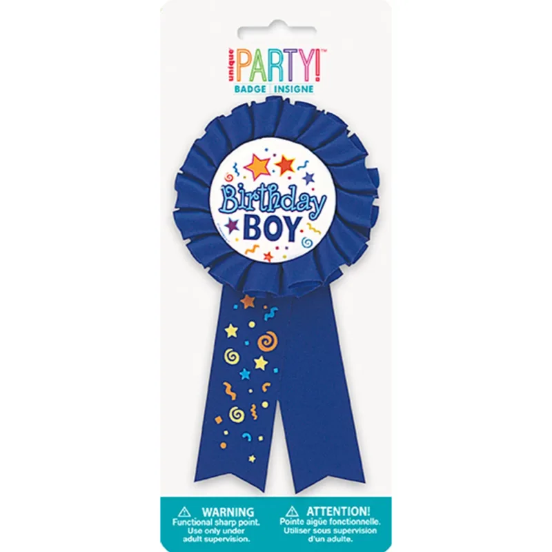 "Birthday Boy" Blue & White Badge 2.5"