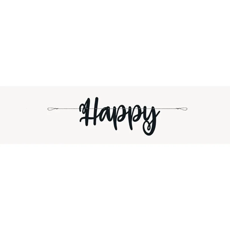 Black Scripted Happy Birthday Banner 7' - Image 2