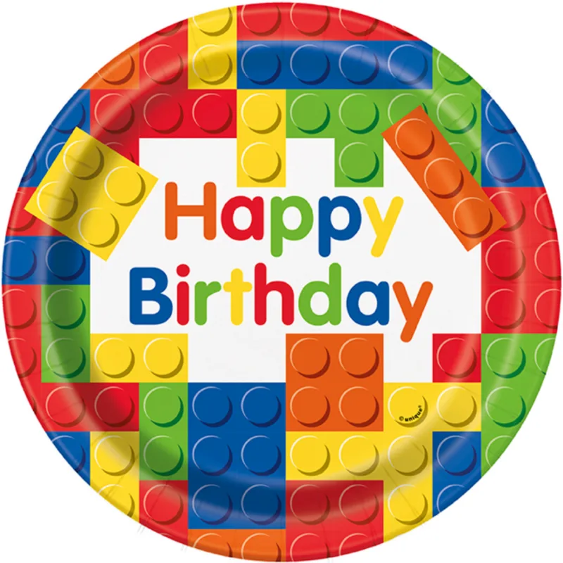 Building Blocks  9" Plates 8ct