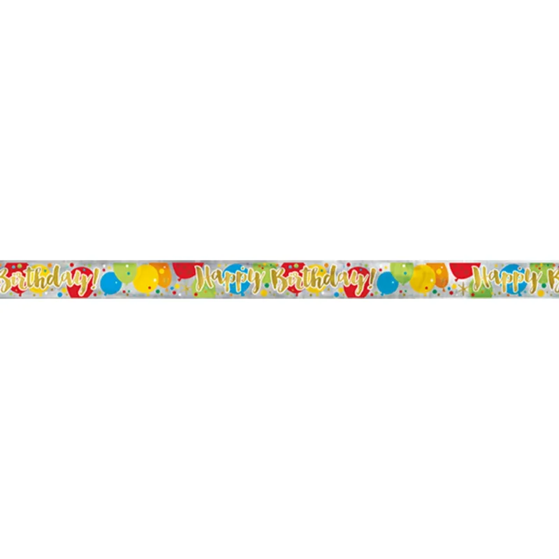 Foil Balloon Happy Birthday Banner 12' - Image 2
