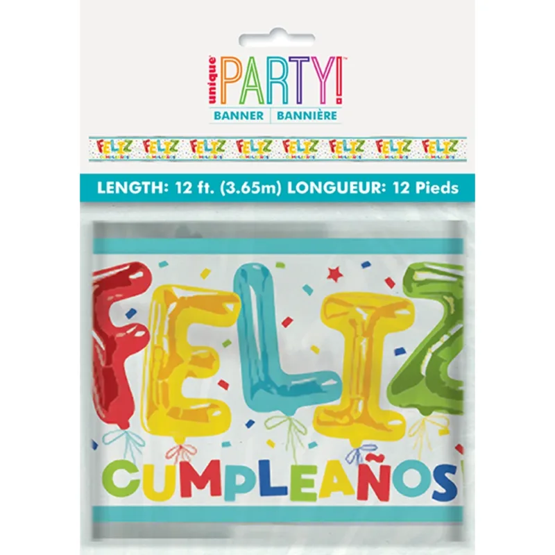 Foil Feliz Cumpleanos Banner 12'