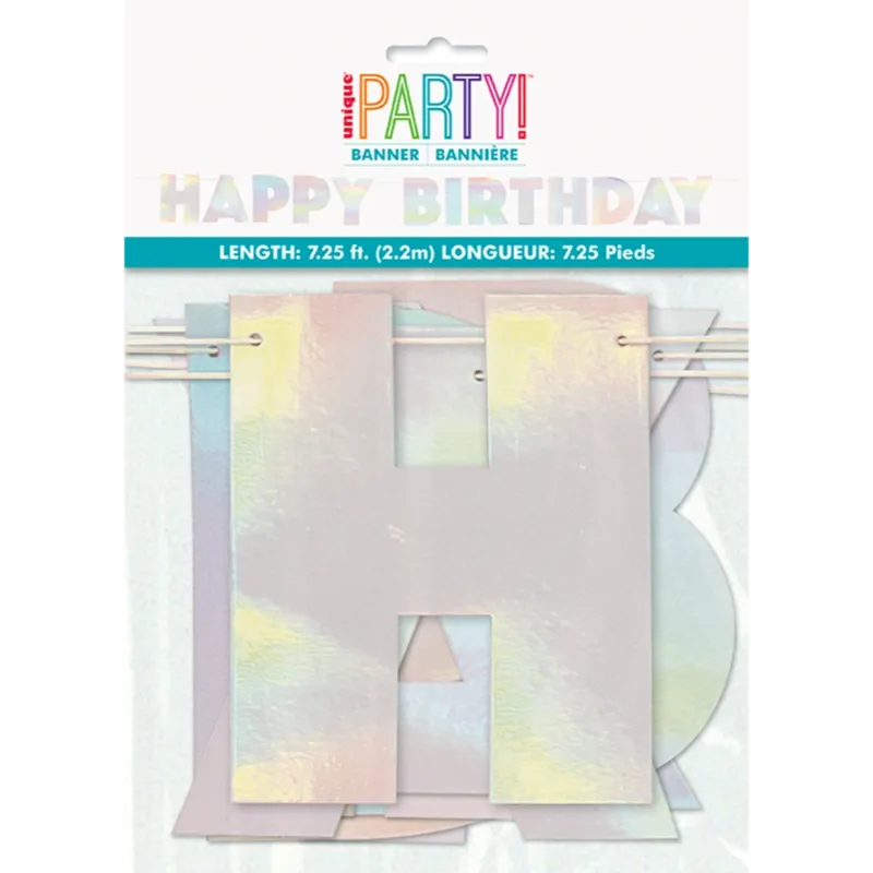 Iridescent Happy Birthday Banner 7.25'