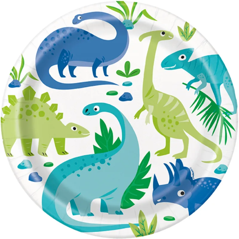 Blue/Green Dino 9" Plates 8ct
