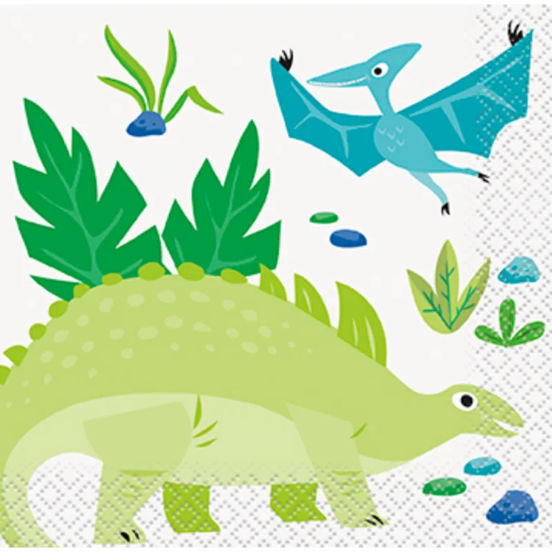 Blue/Green Dino Beverage Napkins 16ct