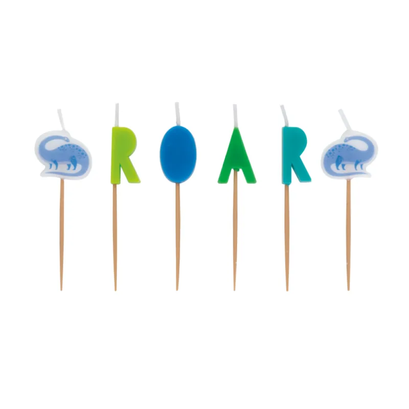 Blue/Green Dino Candles 6ct - Image 2