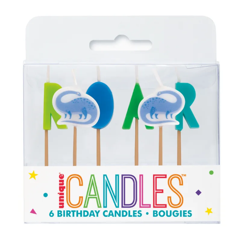Blue/Green Dino Candles 6ct
