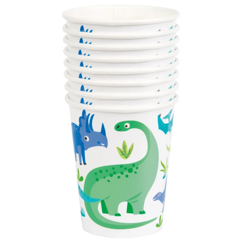 Blue/Green Dino Paper Cups 8ct - Image 2