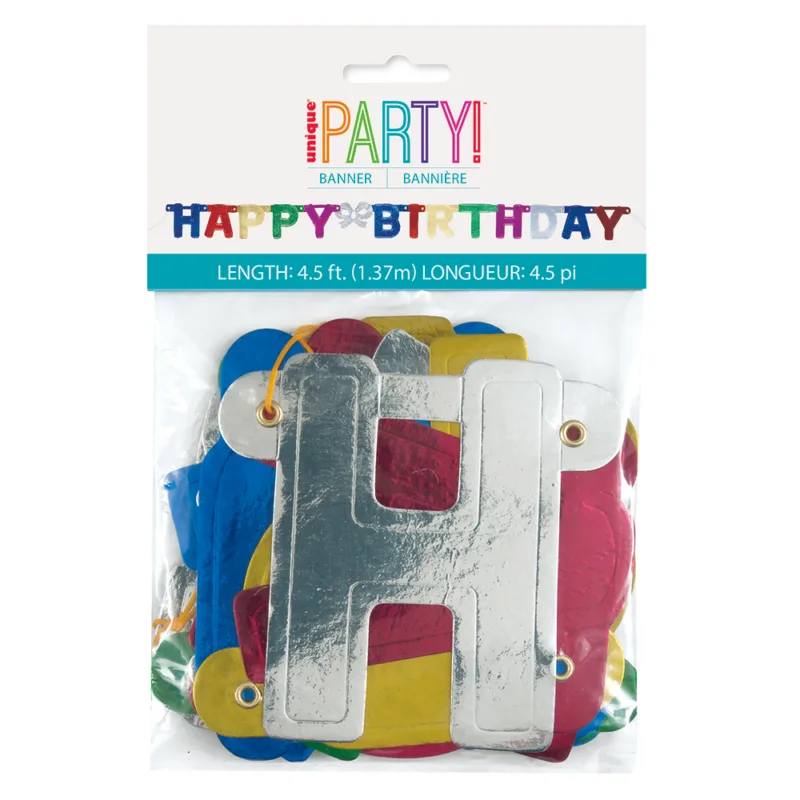 Happy Birthday Jointed Banner 4'