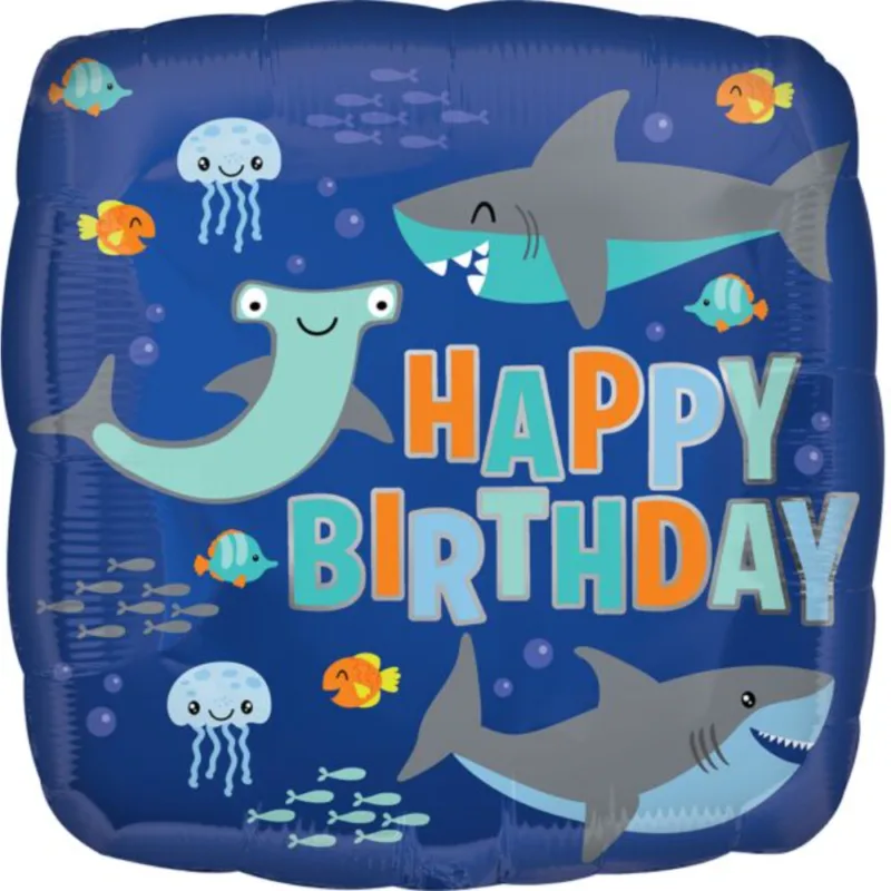 18" Shark Happy Birthday Foil Balloon
