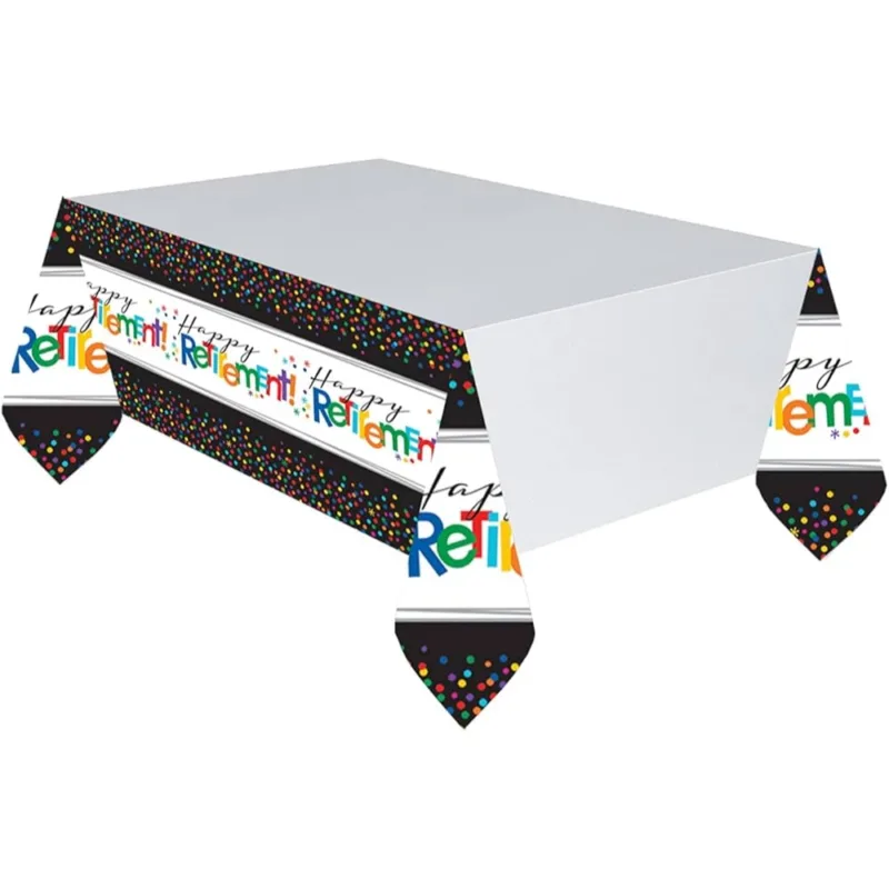 "Happy Retirement" Colorful Table Cover 54x108" - Image 2
