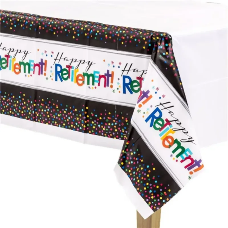 "Happy Retirement" Colorful Table Cover 54x108"