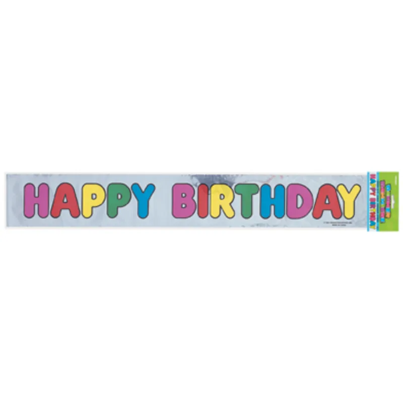 Silver Foil Happy Birthday Banner 12' - Image 2