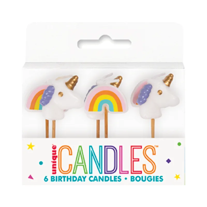 Unicorn Birthday Candles 6ct