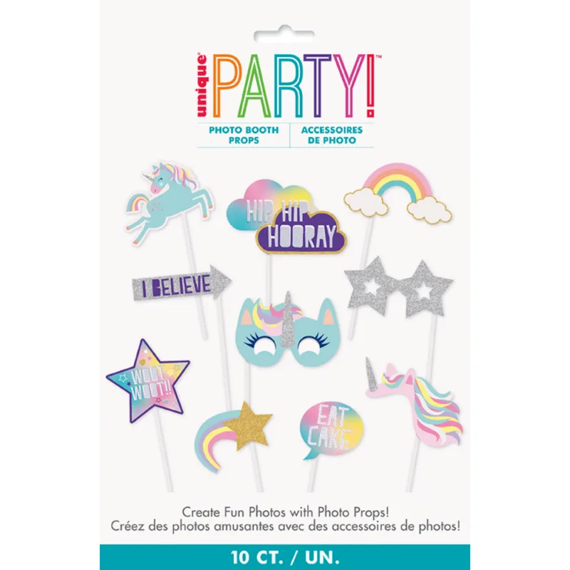 Hip Hip Hooray Unicorn Photo Props 10ct
