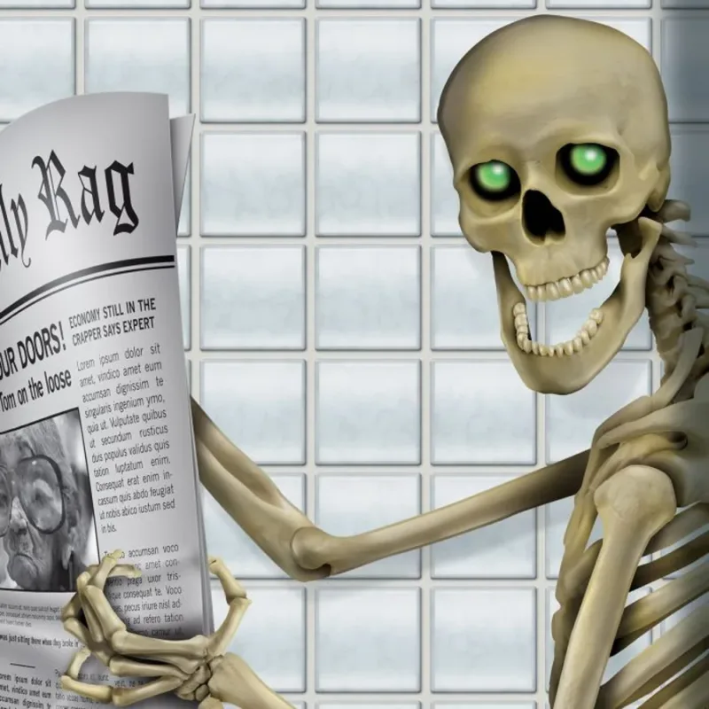 5' Skeleton Restroom Door Cover - Image 2