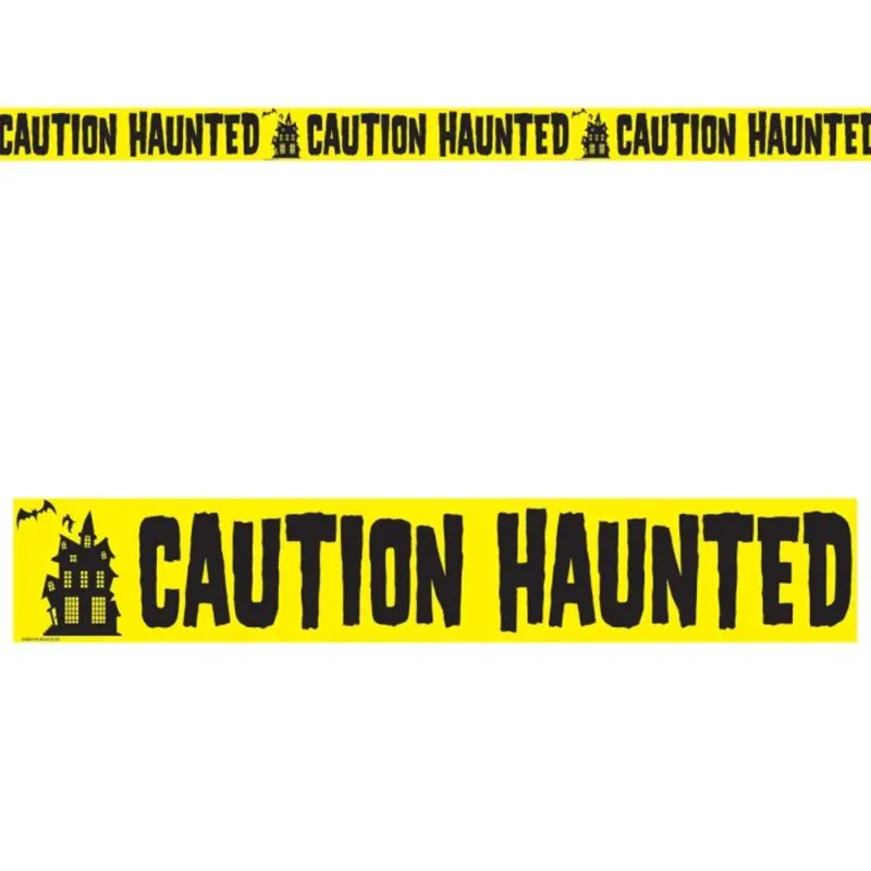 20' "Caution Haunted" Party Tape
