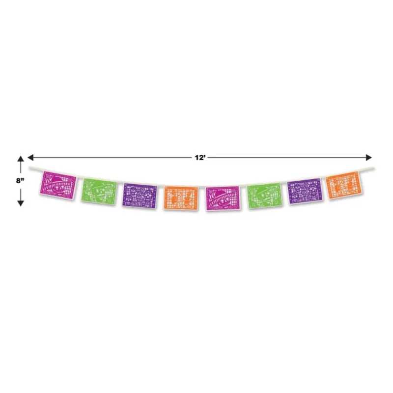 Day Of The Dead Plastic Papel Picado Style Banner - Image 3