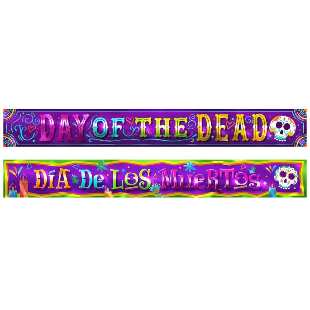 2pc Day Of The Dead & Dia De Los Muertos Banners
