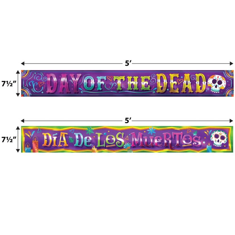 2pc Day Of The Dead & Dia De Los Muertos Banners - Image 3
