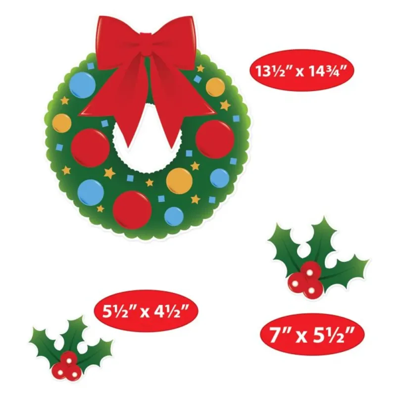 14" Holly & Wreath Cutouts - Image 3