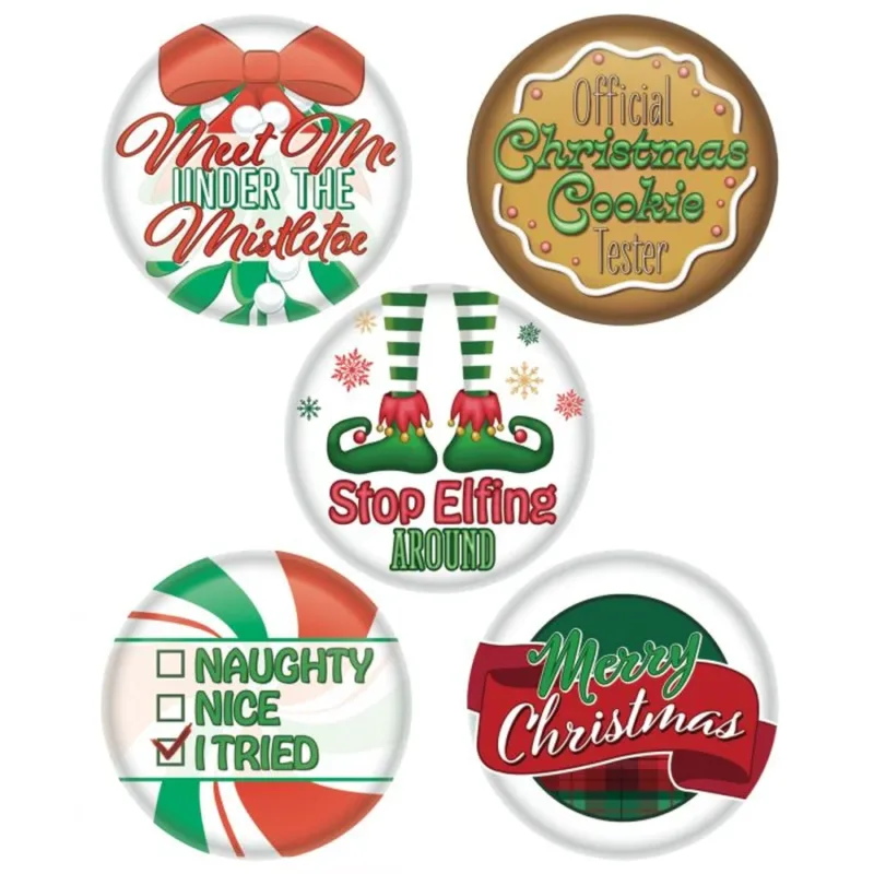 2" Christmas Pins 5ct