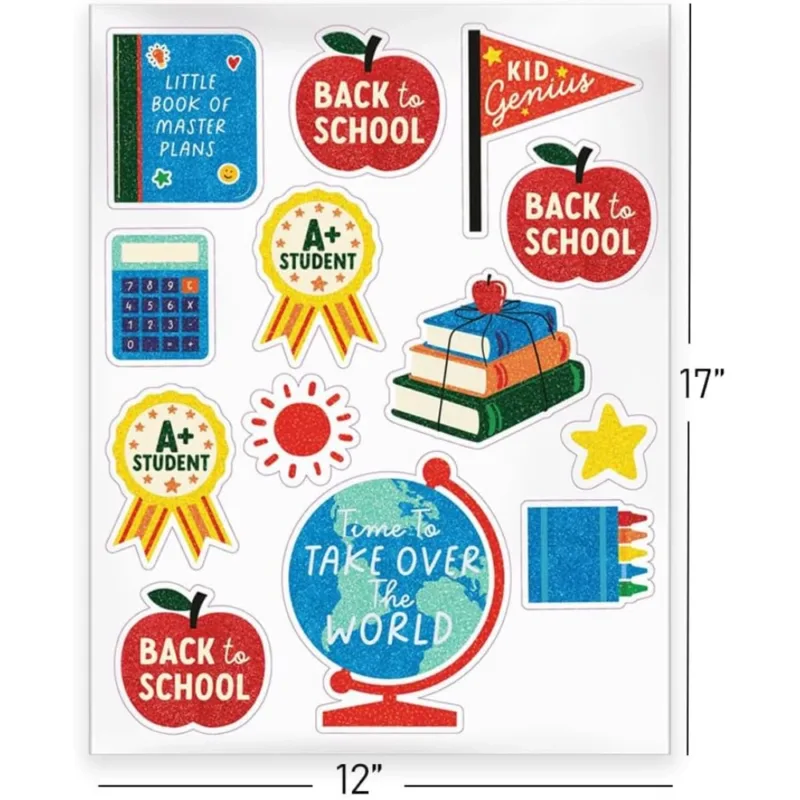 13pc Back To School Glittered Vinyl Stickers - Image 2
