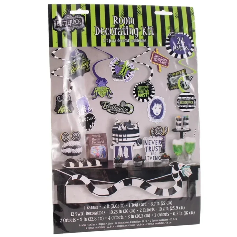 24pc Beetle Juice Decorating Kit - Banner, Cutouts, Swirl Decor, & Tent Card - Image 3