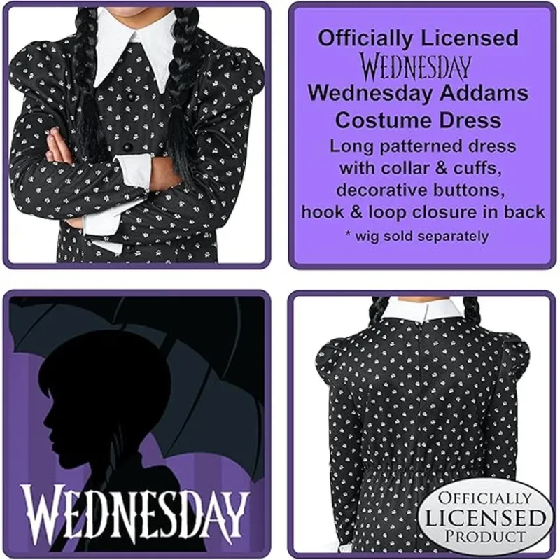Medium Child Wednesday Addams Dress - Image 2