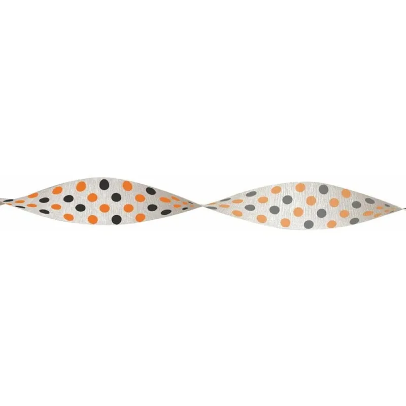 30' Orange/Black Dotted Crepe Streamer - Image 2